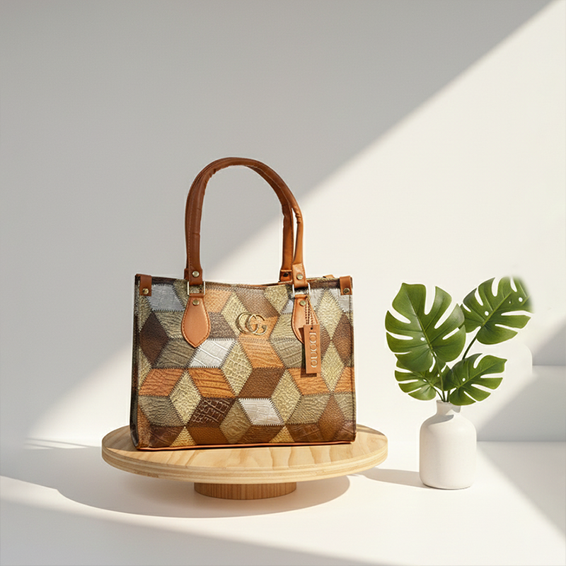 Geometric-pattern handbag.
