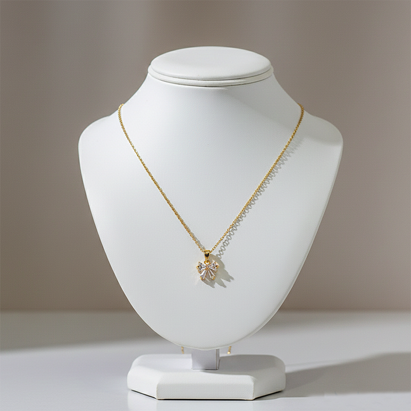 Bow Crystal Pendant Necklace