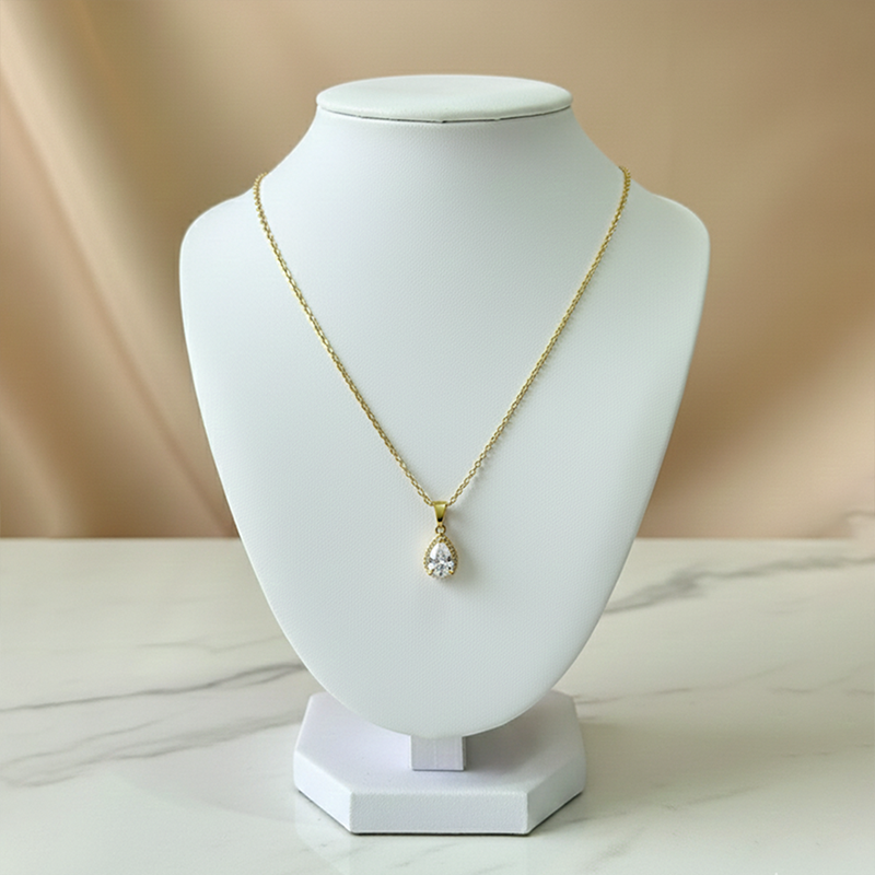 Classic Teardrop Crystal Pendant Necklace