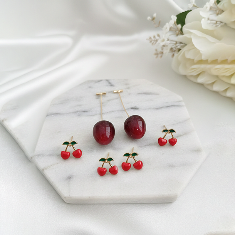 Cherry Drop Earrings Set