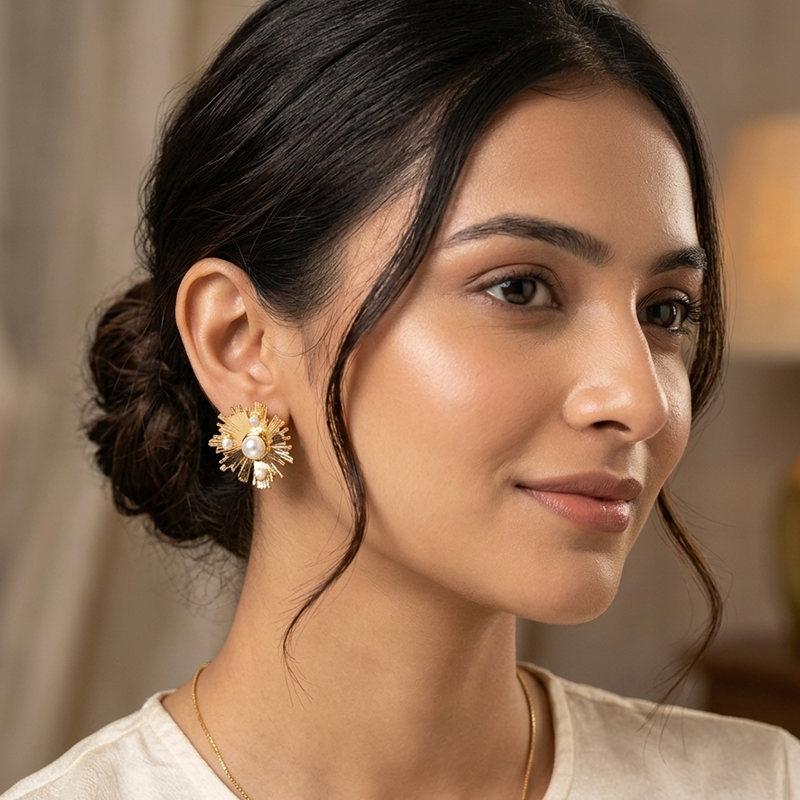 Celestial Sunburst Stud Earring