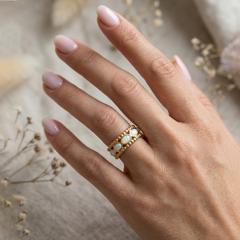 Celestial Opal Beaded Ring 