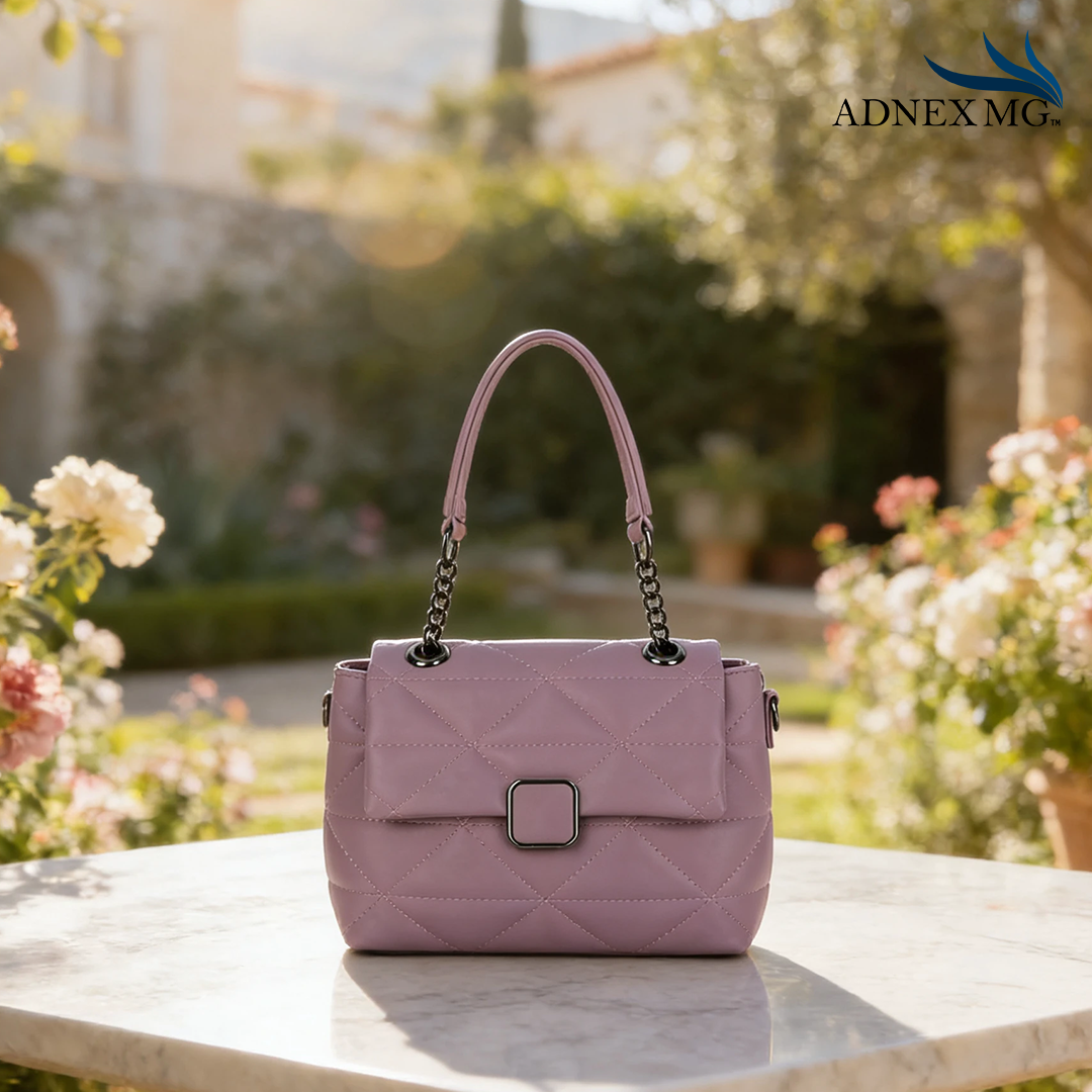 Lavender Quilted Chain Strap Shoulder Bag for Women