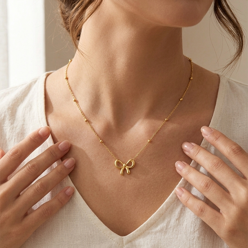 Elegant Bow Pendant Necklace for Women